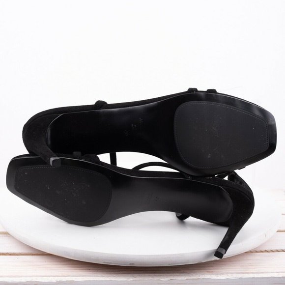 Massimo Dutti Womens Black Suede High Heel Sandals - Picture 7 of 8